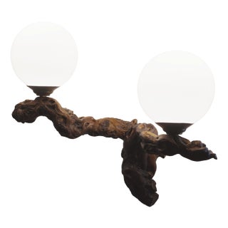 Vintage Brutalist Double Globe Lighting Wall Light, 1950s For Sale