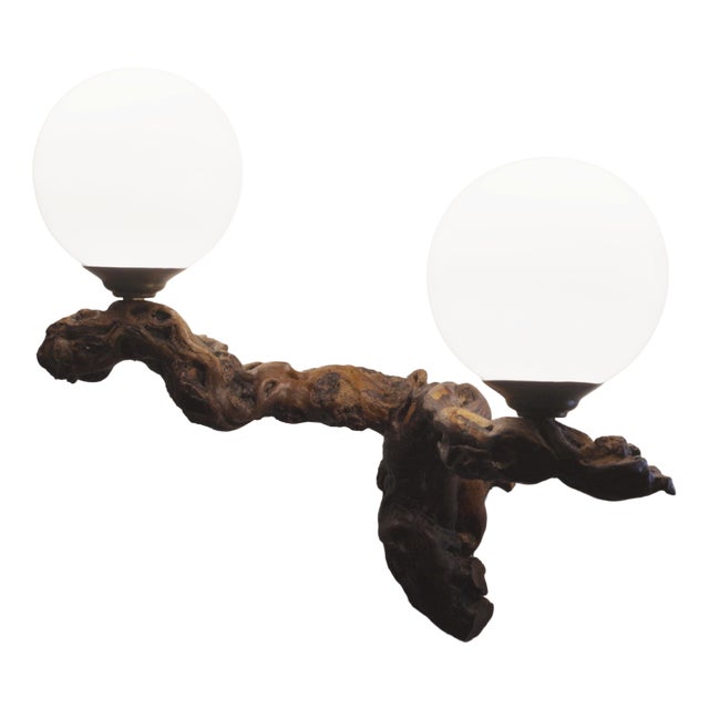 Vintage Brutalist Double Globe Lighting Wall Light, 1950s For Sale
