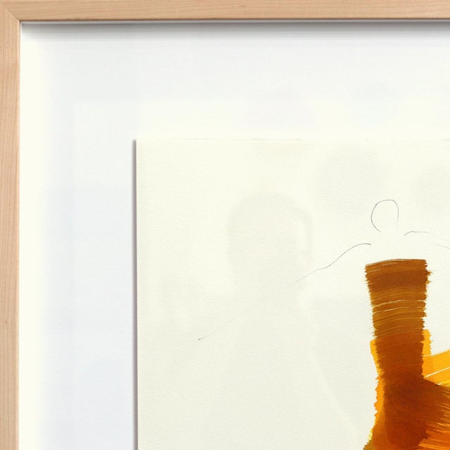 The Caramel Dress 1 - Framed Original Figurative Abstract Ink Painting on French Linen Paper For Sale - Image 4 of 7