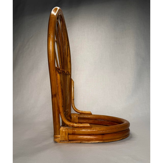 Mid 20th Century Vintage Coastal Boho Chic Arched Bamboo & Rattan Wood Wall Shelf For Sale - Image 5 of 10
