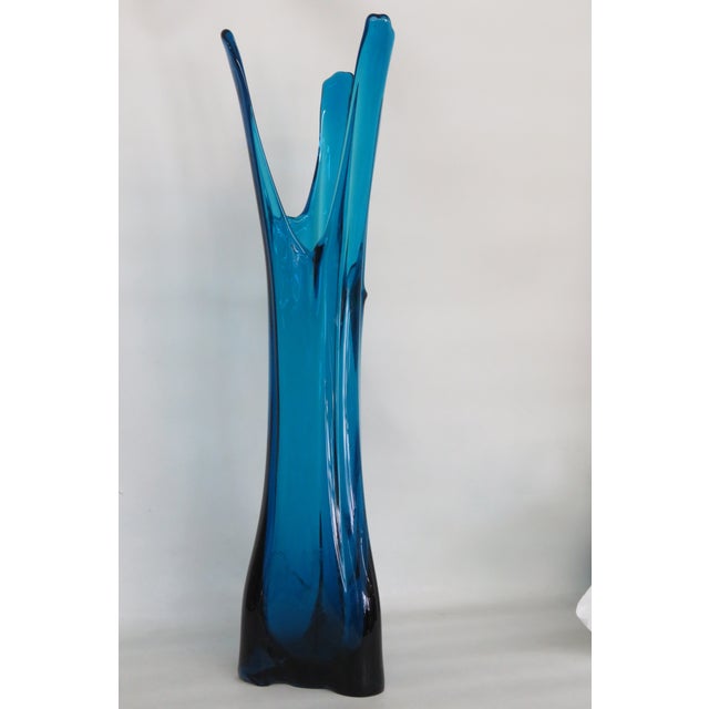 Viking Mid Century Bluenique Glass Swung Vase Epic Three Foil Chairish