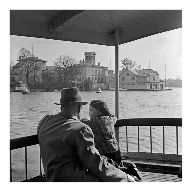 Man, Child Passing Ferry House Hamburg Uhlenhorst, Germany 1938, Printed 2021 For Sale