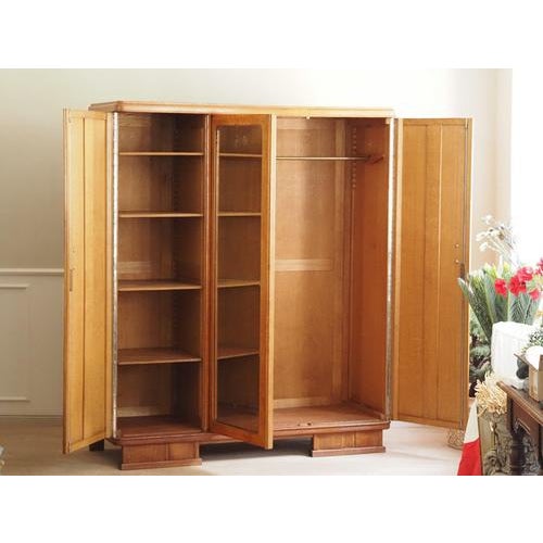 Vintage Art Deco Three-Door Wardrobe with Mirrored Door, 1930s For Sale - Image 13 of 18