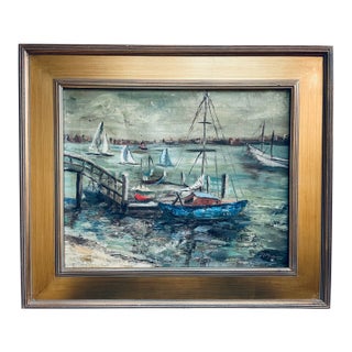 1970s M Morton Nautical Impressionist Signed Oil on Canvas For Sale