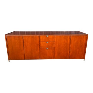 Mid Century Sunar Wood & Chrome Credenza For Sale