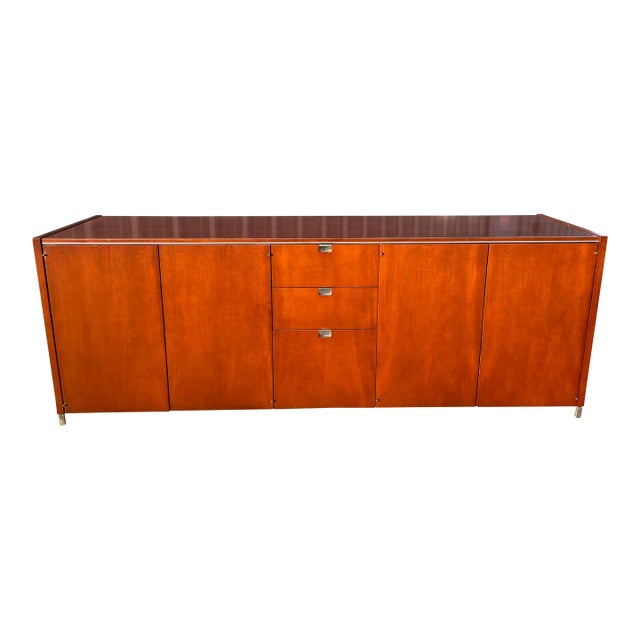 Mid Century Sunar Wood & Chrome Credenza For Sale