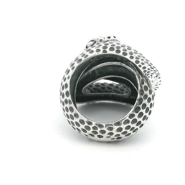 1970s Sculptural Sterling Silver Serpent Ring, Size 7.25 For Sale In Miami - Image 6 of 11