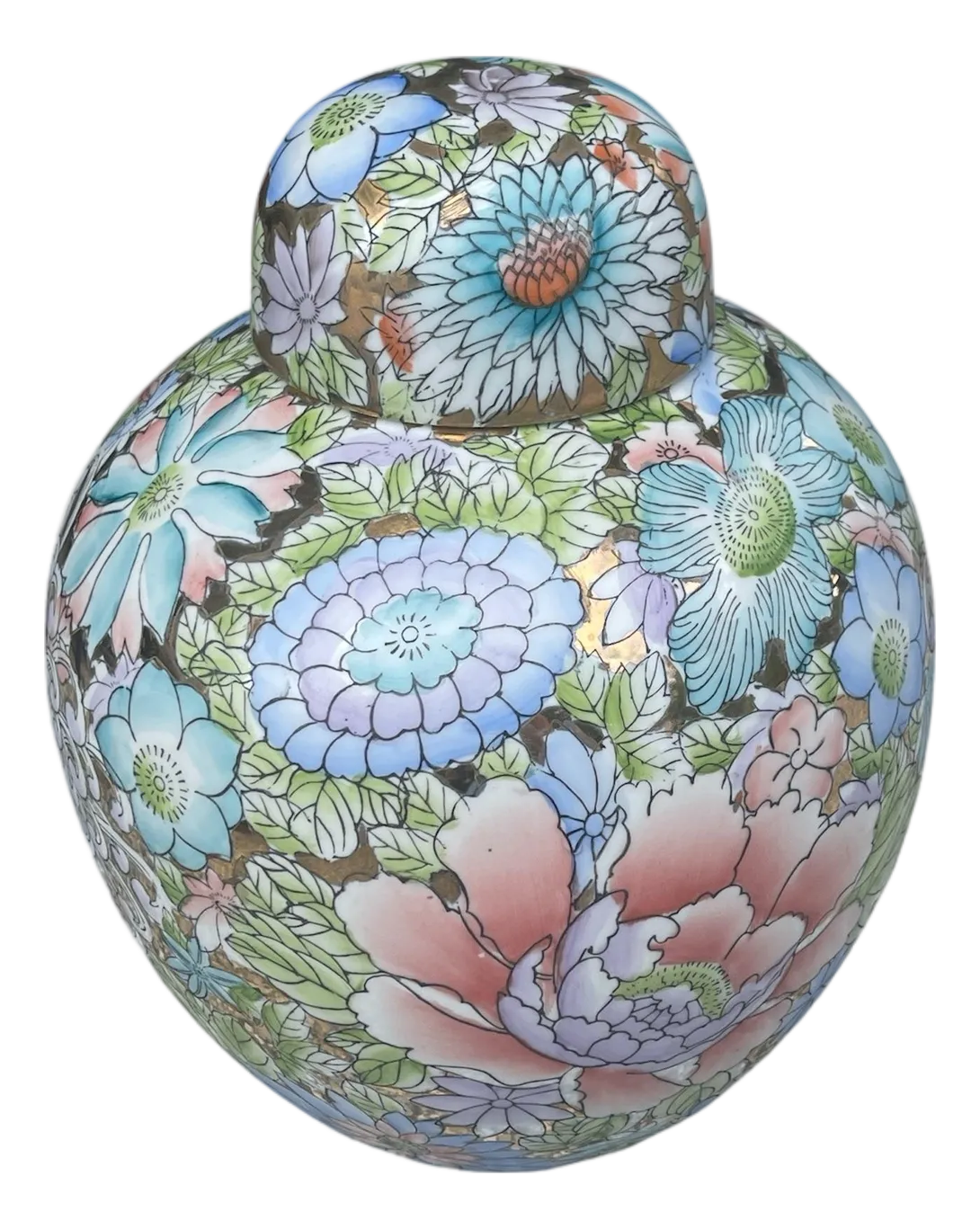 Vintage Chinese Famille Rose 1000 Flowers Ginger Jar | Chairish