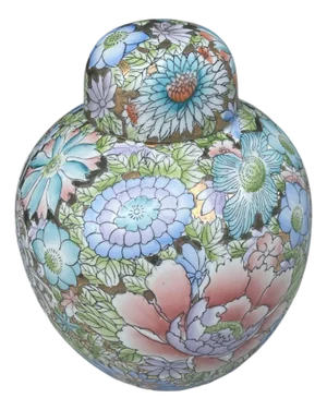 Vintage Chinese Famille Rose 1000 Flowers Ginger Jar