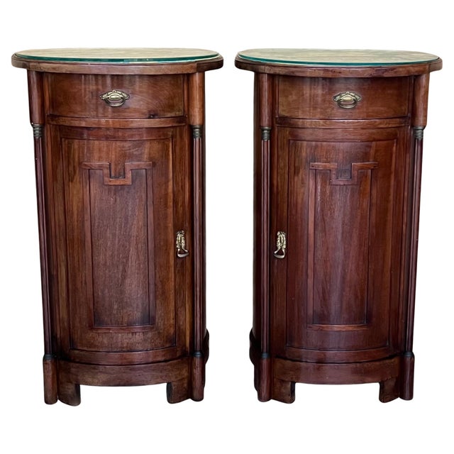 1890 Biedermeier Style Drum Tables with Drawer and Door, A Pair For Sale - Image 15 of 18