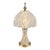 Vintage Cut Glass Boudoir Table Lamp With Domed Scalloped Shade & Gold-Tone Base For Sale