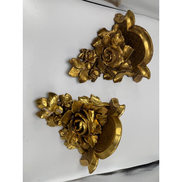 Carved Gold Gilt Wall Shelf Brackets For Sale In Charleston - Image 6 of 10