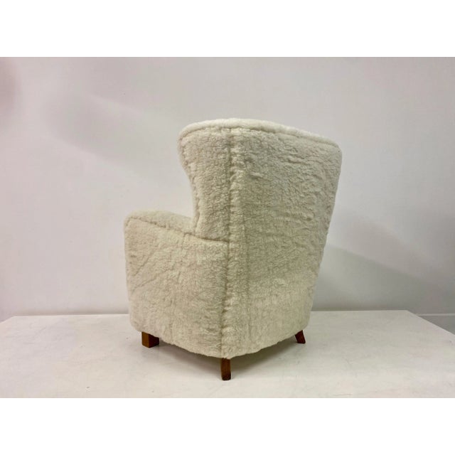 Large Danish Armchair in Lambswool For Sale - Image 6 of 15