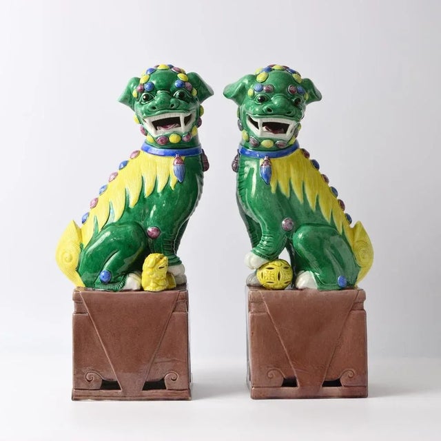 Large Chinese Foo Dog Figurines, 1970s, Set of 2 For Sale - Image 11 of 11