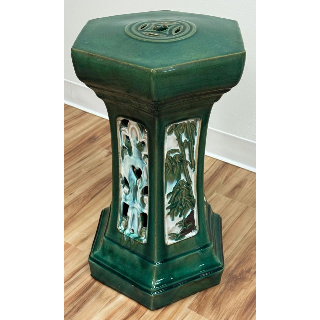 Ceramic Vintage Majolica Style Garden Stool For Sale - Image 7 of 12