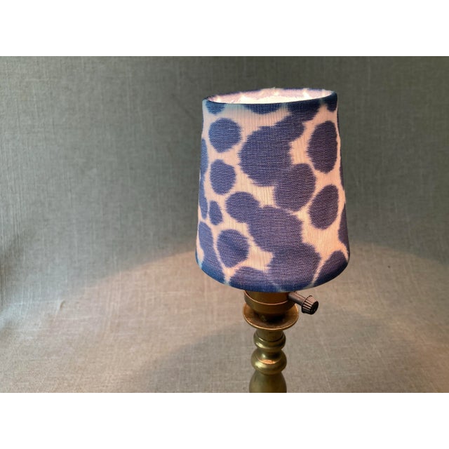 Mary Jane McCarty Designs Blue & White Leopard Ikat Chandelier Shade For Sale - Image 4 of 5