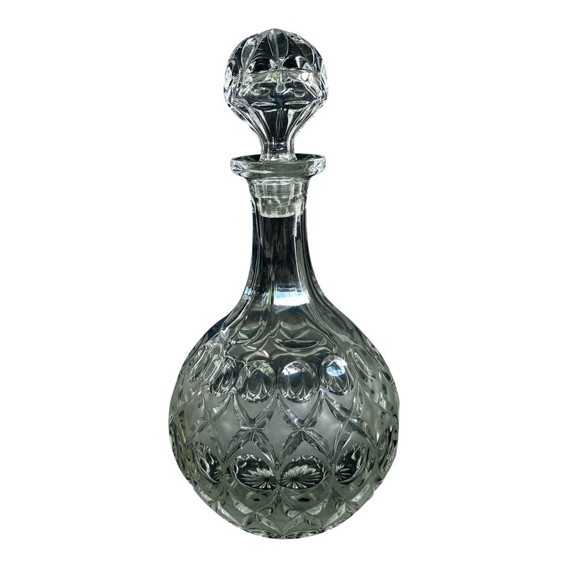 Vintage Anglia Decanter & Stopper By Nachtmann Round Crystal Glass Decanter Heavy Bottom