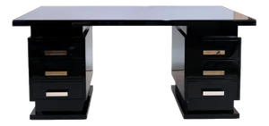 Art Deco Style Desk in Black Piano Lacquer, 1950s