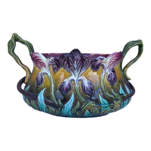 French Majolica Iris Jardiniere Orchies Circa 1890