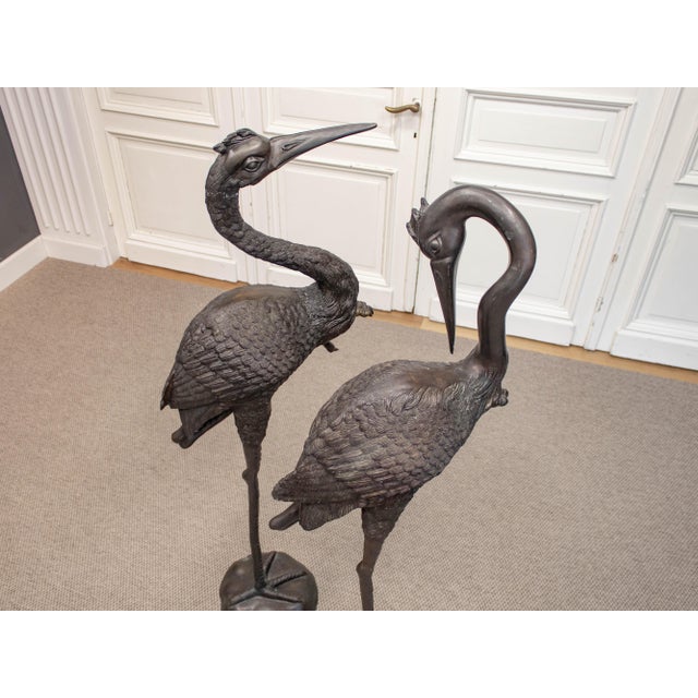 Unknown, Cranes, Sweden, 1970s, Patinated Bronze, Set of 2 For Sale - Image 14 of 15