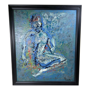 Captivating 1960s Abstract Figurative Oil Painting - Mid Century Modern Art