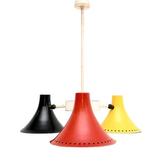 Vintage Italian Tricolour Chandelier, 1950s For Sale