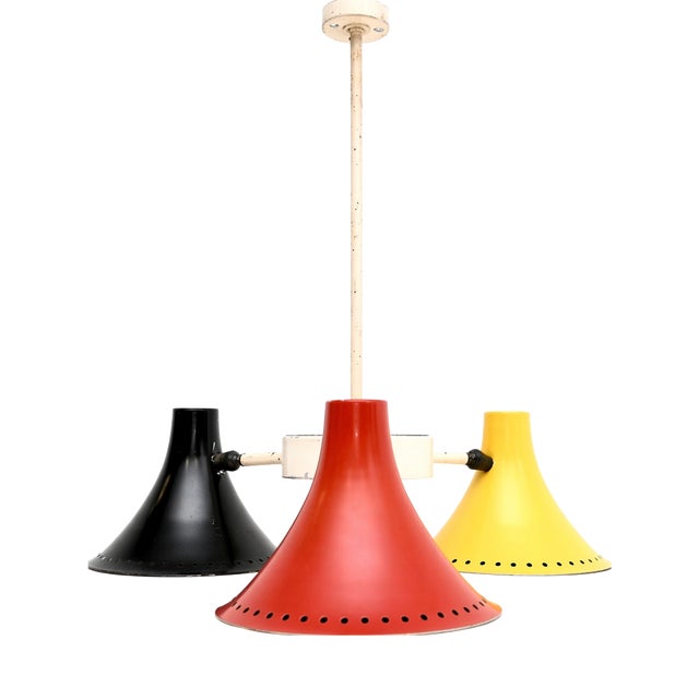 Vintage Italian Tricolour Chandelier, 1950s For Sale