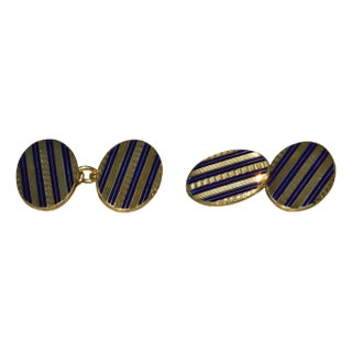 The Deakin: Deakin and Francis Signed Enamel Cufflinks in Yellow Gold, 2 Pieces For Sale