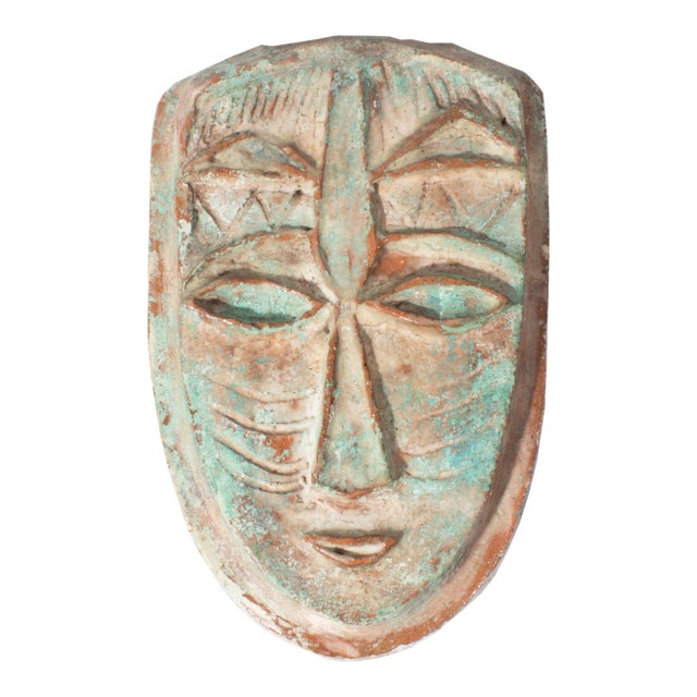 Studio Pottery Face Plaque by Edna Reindel For Sale