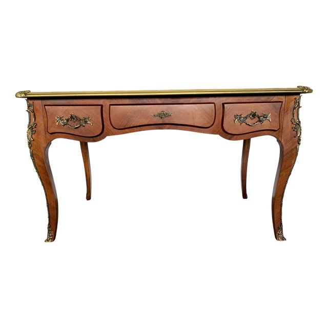 Louis XV 20th Century State Desk in Red Leather Top For Sale
