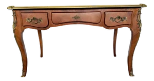 Louis XV 20th Century State Desk in Red Leather Top