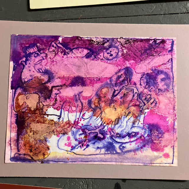 Abstract 1980’s Gallery Wall Collection 5 Abstract Watercolor Paintings -Set of 5 For Sale - Image 3 of 8