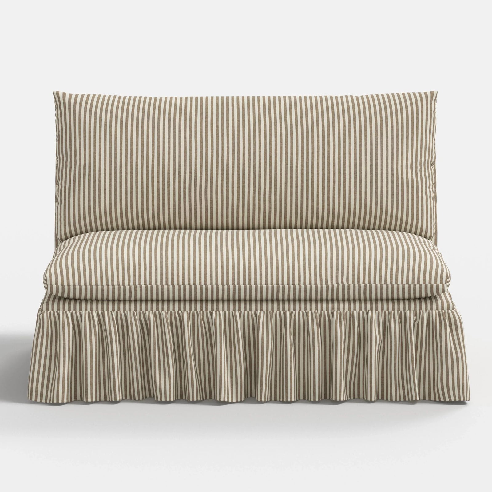 Stoffer Home x Cloth & Company Thelma 47" Ruffle Settee in Jane Stripe Burlap