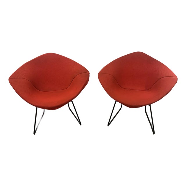 1970s Harry Bertoia Diamond Lounge Chairs Pair for Knoll Mid-Century Modern For Sale