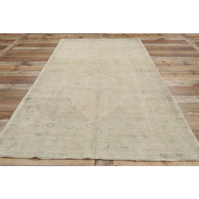 Textile Muted Vintage Turkish Oushak Rug - 3′10″ × 7′10″ For Sale - Image 7 of 10