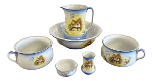 Edwardian Bathroom Set, 1900s, Set of 6