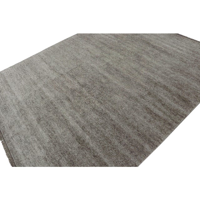 Rug & Kilim 2010s Rug & Kilim’s Modern Rug in Solid Silver-Gray Tone-on-Tone Striae For Sale - Image 4 of 7