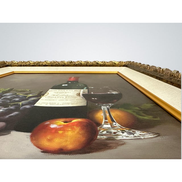 Mauve Original Oil on Canvas Still Life, "Red Wine", Signed Gonzales, 2007 For Sale - Image 8 of 8