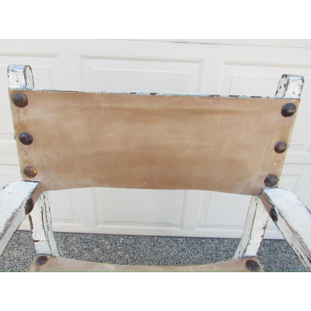 Rustic Antique Painted Spanish Armchair For Sale - Image 10 of 18