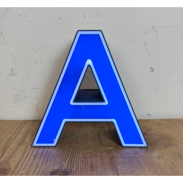 Vintage Blue Plastic Illuminated Letter A, 1970s For Sale - Image 13 of 15