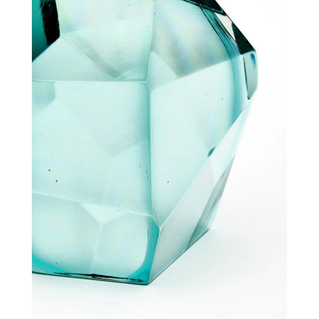 Metal Murano Glass Aquamarine Rock Lamps For Sale - Image 7 of 10