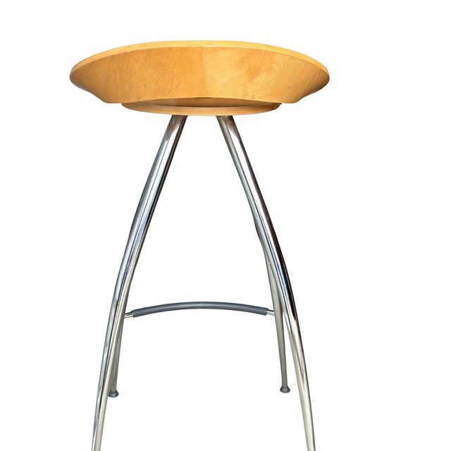 Late 20th Century Magis Lyra Barstool by Design Group Italia – Iconic Italian Modern Chrome & Beech Bentwood Bar Stool, Scandinavian Minimalist Design For Sale - Image 16 of 17
