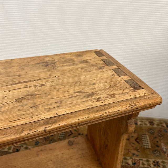 Pine Wood Console Table With Display Shelf, Vintage For Sale - Image 12 of 12