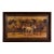 Vintage Inlaid Wood Framed Painting Depicting Four Horses in a Landscape For Sale