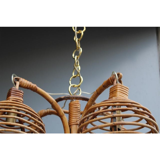 Italian Bamboo Chandelier, 1950 For Sale - Image 12 of 15