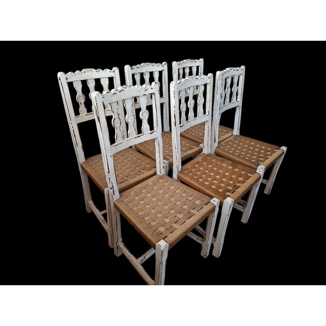Wood Vintage Wood Chairs with Rope Seats, 1960s, Set of 6 For Sale - Image 7 of 18