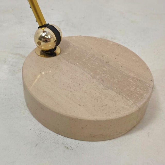 Gold Arc Floor Light in Brass and Travertine by Goffredo Reggiani, 1970s For Sale - Image 8 of 9