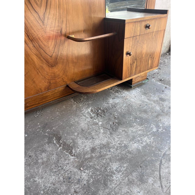 Art Deco Walnut Hallway Coat Rack with Mirror, 1930s For Sale - Image 8 of 9