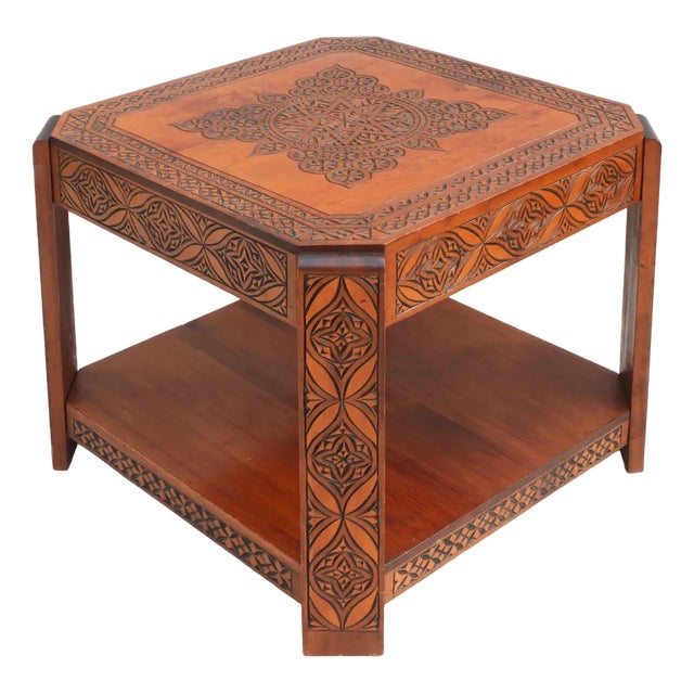 Mid-Century Moroccan Hand Decorated Coffee Table, 1950s For Sale