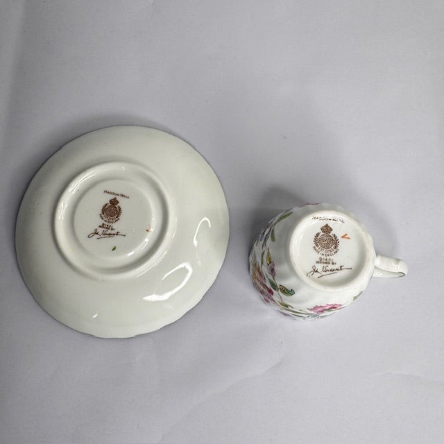 Vintage Minton Haddon Hall English Bone China Tea Set, 17 Pieces, Floral Chintz Pattern For Sale - Image 14 of 15
